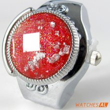 Ladies Luxury Fashion Cute Ruby Inlaid Flip Ring Ring Watch Quartz Watch