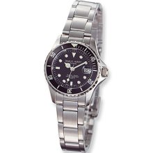 Ladies Mens Charles Hubert Solid Stainless Steel Black Dial Watch No. 6661