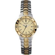 Ladies` Nautica 2 Tone Stainless Steel Watch W/ Gold Dial & Date Window