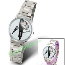 Ladies' Novelty Dial Metal Watchband Round Watch