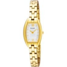 Ladies Pulsar Gold Tone Stainless Steel White Dial Watch