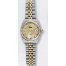 Ladies Quartzline 2 Tone Diamond Sport Watch W/ Champagne Dial