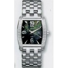 Ladies Quartzline Elegance Silver Watch W/ 116 Diamonds & Mother Of Pearl