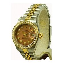 Ladies Rolex Preowned Datejust 2-Tone Watch - Salmon - 1ct Diamond