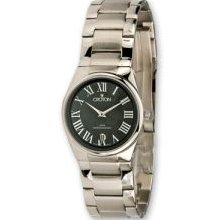 Ladies Stainless Steel Quartz Black Dial Watch