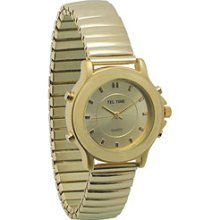 Ladies Tel Time Gold Colored Talking Watch with Golden Expansion Band