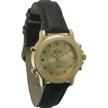 Ladies Tel-time Gold-colored Talking Watch With Leath