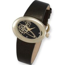 Ladies Vivienne Westwood Ellipse Gold-plated Black Strap Watch Xwa3859