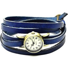 Lady Watch, Real Blue Leather Wrist Watch.Wrap watch,Retro style watch Women Watch FYB006