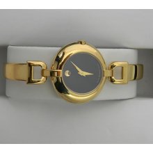 Lady's Gold Tone Movado Vivo Black Museum Dial Stainless Swiss Quartz Watch