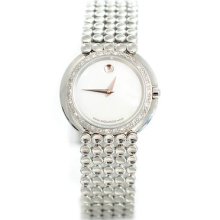 Lady's Movado Trembrili Mirror Dial Swiss Quartz Watch Diamond Bezel