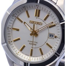 Latest 2013 White Dial 2-tone Seiko Kinetic Ska541p1 - Mrrp $299.00