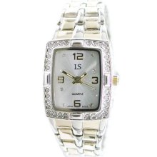 Laura Scott Ladies' Mother of Pearl Square Dial and Two-Tone Linked Bracelet Watch