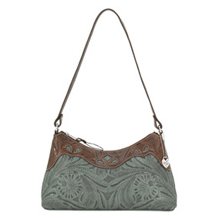 Leather Shoulder Handbag - Turquoise - Peek-A-Boo