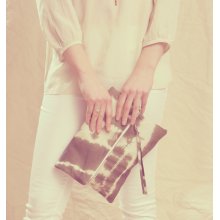 LEATHER TIE-DYE Clutch. Boho Clutch. Oversized Clutch. Foldover Clutch. Zipper Clutch.