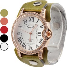 Leather Women's Elegant Analog Quartz Wrist Fashion Watch (Assorted Colors)