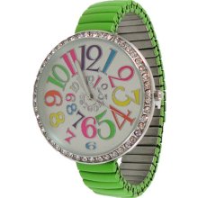 Limited Edition Ladies Lime Green Stretchy Watch with Colorful Numbers