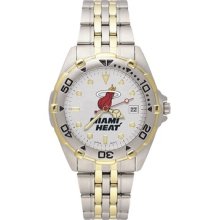 Logoart Nba Miami Heat Men's All Star Bracelet Watch With Team Logo Dial Hea103