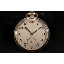 Longines 14k Gold Plated Swiss Pocket Watch Mint Condition.