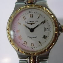 Longines Conquest Lady's Watch Quartz Sapphire 18k750 Gold Original Edition