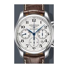 Longines Master Chrono Column Wheel 42mm Watch - White Dial, Alligator Strap L27594783 Chronograph Sale Authentic