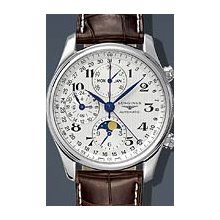 Longines Master Chrono Moonphase 40mm Watch - Silver Dial, Brown Alligator Strap L26734783 Chronograph Sale Authentic