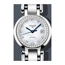 Longines PrimaLuna Auto Diamond Bezel Pearl Mini 26.5 mm Watch - Mother of Pearl Dial, Stainless Steel Bracelet L81110876 Sale Authentic