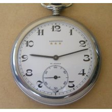 Longines Rare 3 Stars Model - Swiss Pocket Watch 1930s Serviced