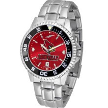 Louisville Cardinals Competitor AnoChrome Men's Watch with Steel Band and Colored Bezel