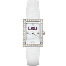 LSU Women's White Leather Strap Allure Watch