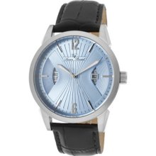 Lucien Piccard Men's Watzmann Light Blue Textured Dial Black Genuine L