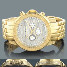 Luxurman Mens Diamond Watch 0.5ct Yellow Gold Plated