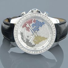 Luxurman Watches: Mens Word Map Diamond Watch 2ct