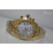 Luxury Mens Daytona Mechanical Mop Diamond Dial 18k Gold Bezel Autom