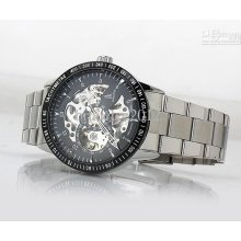 Luxury Mens Watches Black Dial Silver Automatic Movement Stainless S