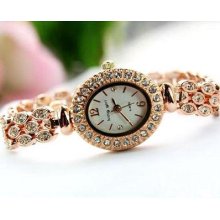 Luxury Rhinestone Womens Ladies Stainless Steel Quartz Analog Wrist Watch