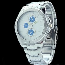 Luxury Stainless Steel Band Big Dial Men's Fashion Casual Wrist Watch Watches