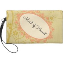 Maid of Honor gold flourish background Wristlet Purses