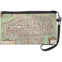 Map of Augsburg, from 'Civitates Orbis Terrarum' b Wristlet Clutch