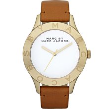 MARC by Marc Jacobs 'Large Blade' Leather Strap Watch