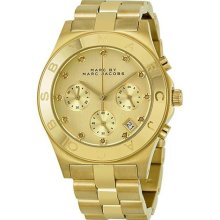 Marc Jacobs Blade Chronograph Gold Dial Gold-Tone Stainless Steel ...