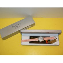 Marcel Drucker Mop Crystal Pink Leather Strap Watch