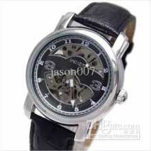 Men Leather Watches Mechanical Stainless Dive Mens Watch Silver Spor