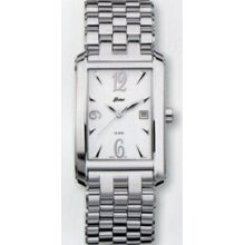 Men`s Quartzline Elegance Silver Water Resistant Watch With Rectangle Dial