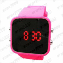 Men Women Kids Mirror Led Light Digital Jelly Wrist Watch Silicone Band