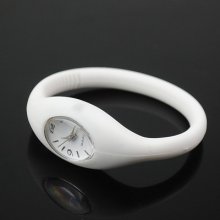 Men Women Students' Mini Style Analog Quartz Silicone Bracelet Wrist Watch White