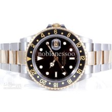 Mens 2 Tone Gmt Master Ii Ceramic Automatic Black Dial Luxury Wrist