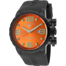 Men's Ambassador Orange Dial Black IP Case Black Silicone ...