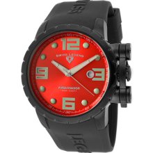 Men's Ambassador Red Dial Black IP Case Black Silicone ...