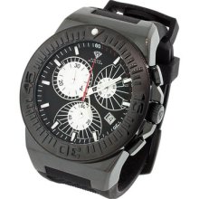 Men's Aqua Master Black Dial Black Band Black Steel Case Chrono Watch W339